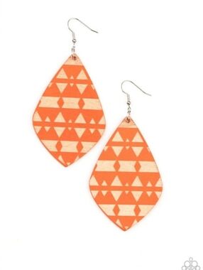 Paparazzi Orange Wood Earrings NWT